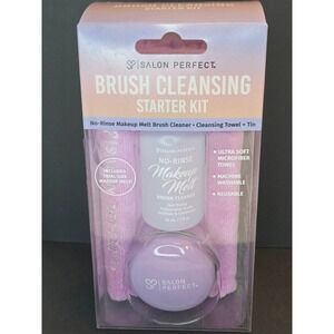 Salon Perfect Brush Cleansing Starter Kit No-Rinse Makeup Melt Towel Tin 42728BP